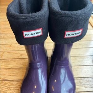 Hunter boots with fleece boot socks